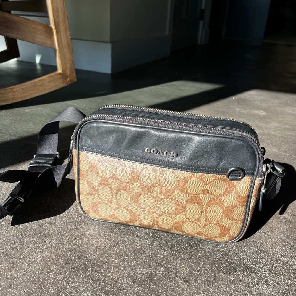 Coach Black and Tan Men's Crossbody Bag
